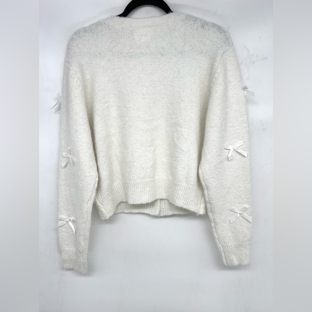 LENA White Bow Cardigan NWT Size Large - Picture 4 of 6